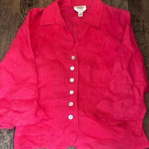 Talbots 100% Irish Linen Bright Pink Jacket Blazer